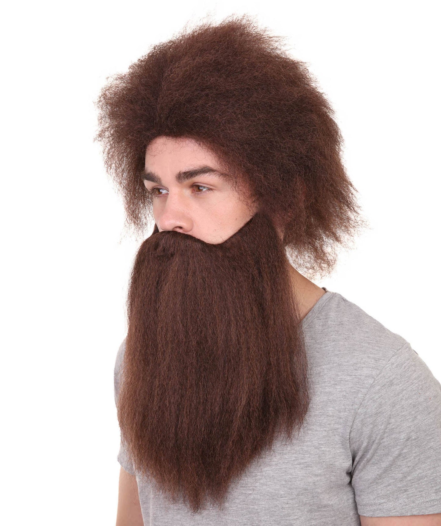 Brown Caveman Mens Wig and Beard Set Collection