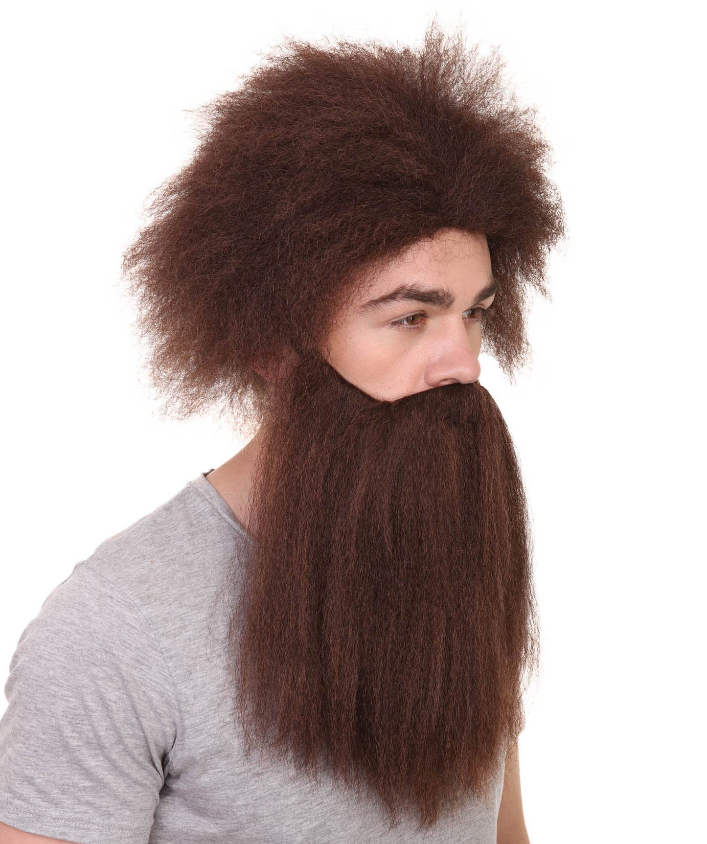 Brown Caveman Mens Wig and Beard Set Collection