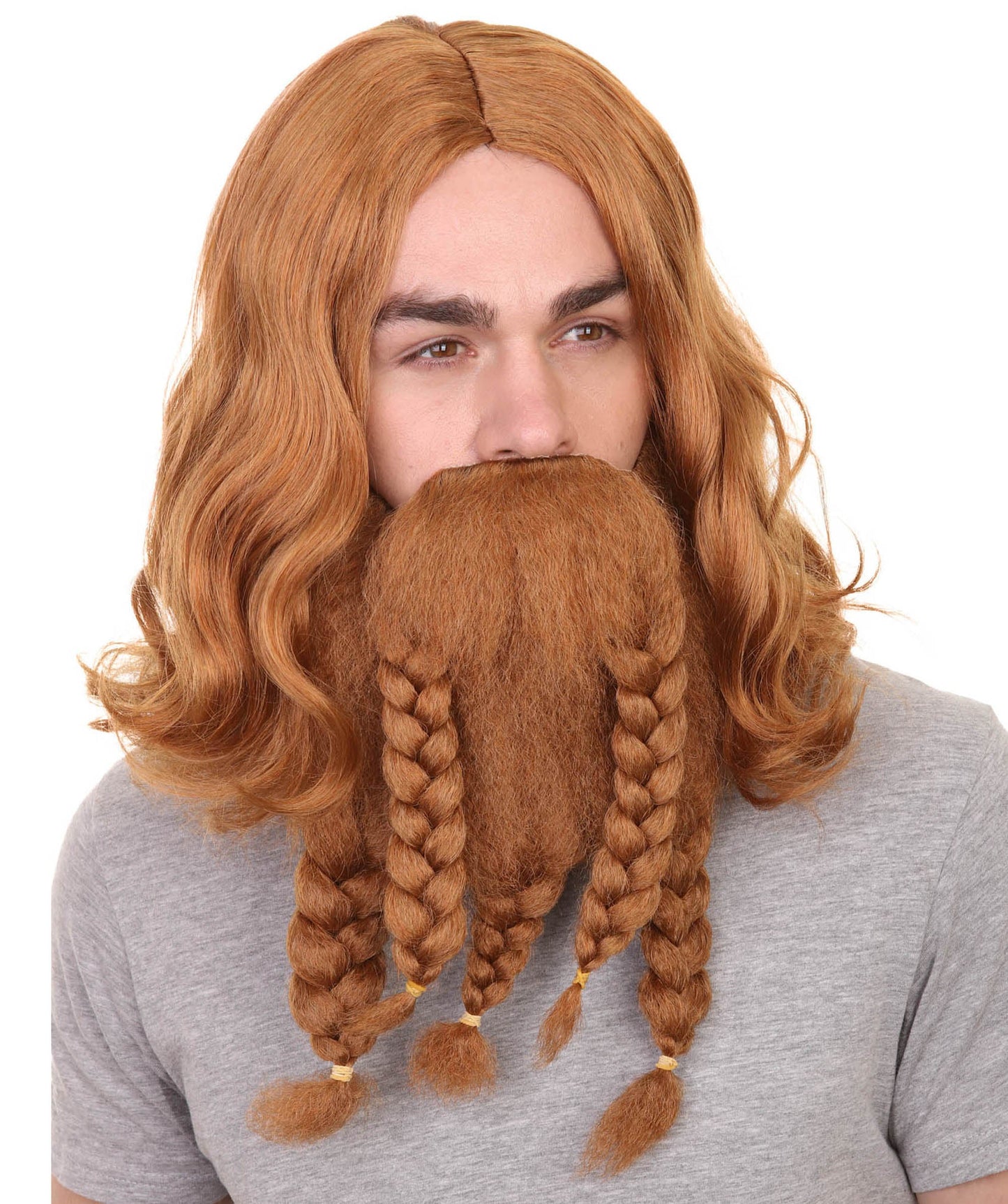 Brown Pirate Wig and Full Beard Set