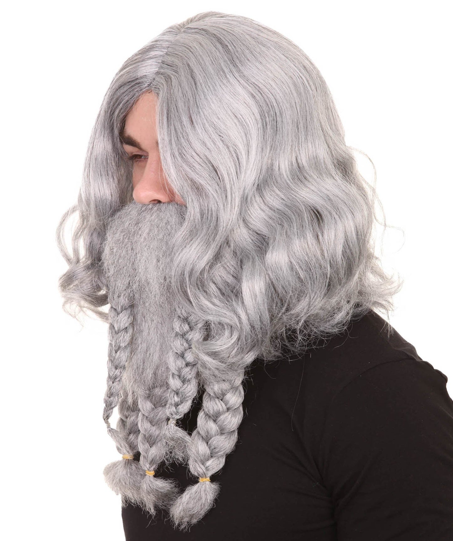 Grey Pirate Wig and Full Beard Set