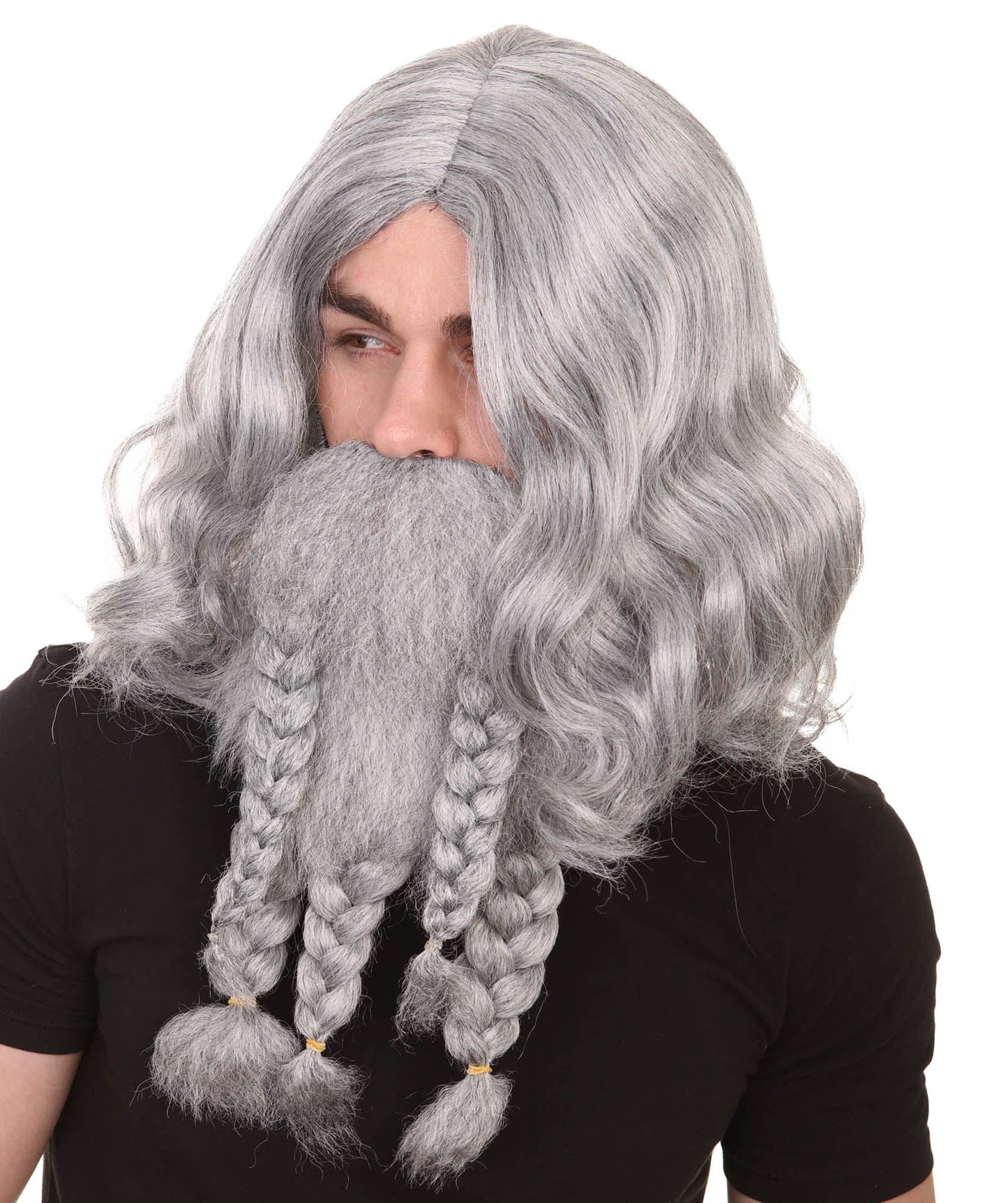 Grey Pirate Wig and Full Beard Set