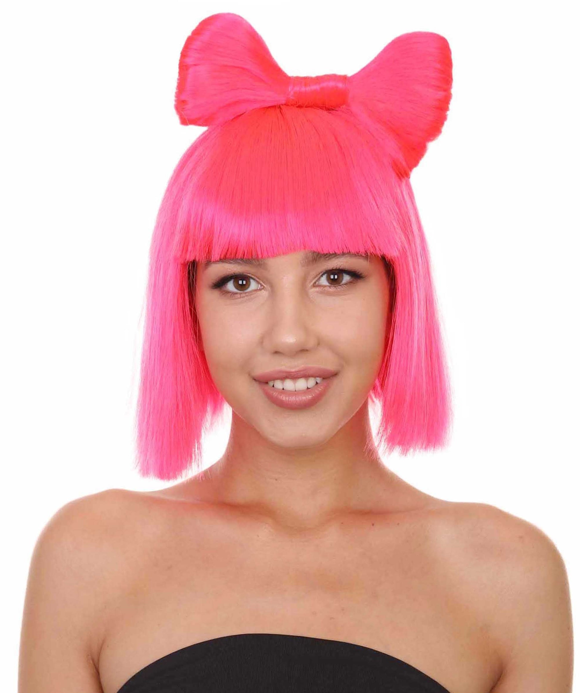 Neon Pink Women's Butterfly Bow Wigs