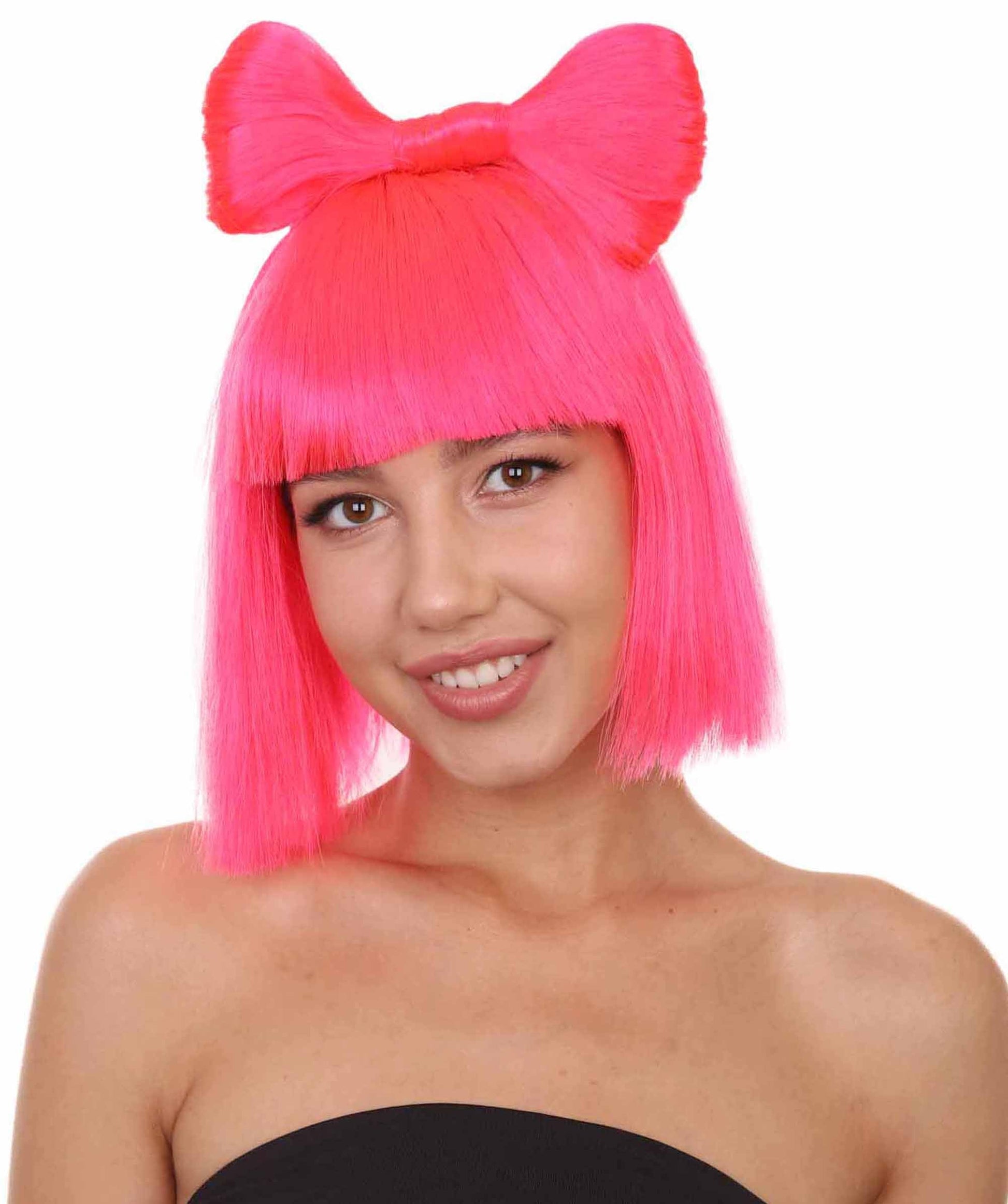 Neon Pink Women's Butterfly Bow Wigs