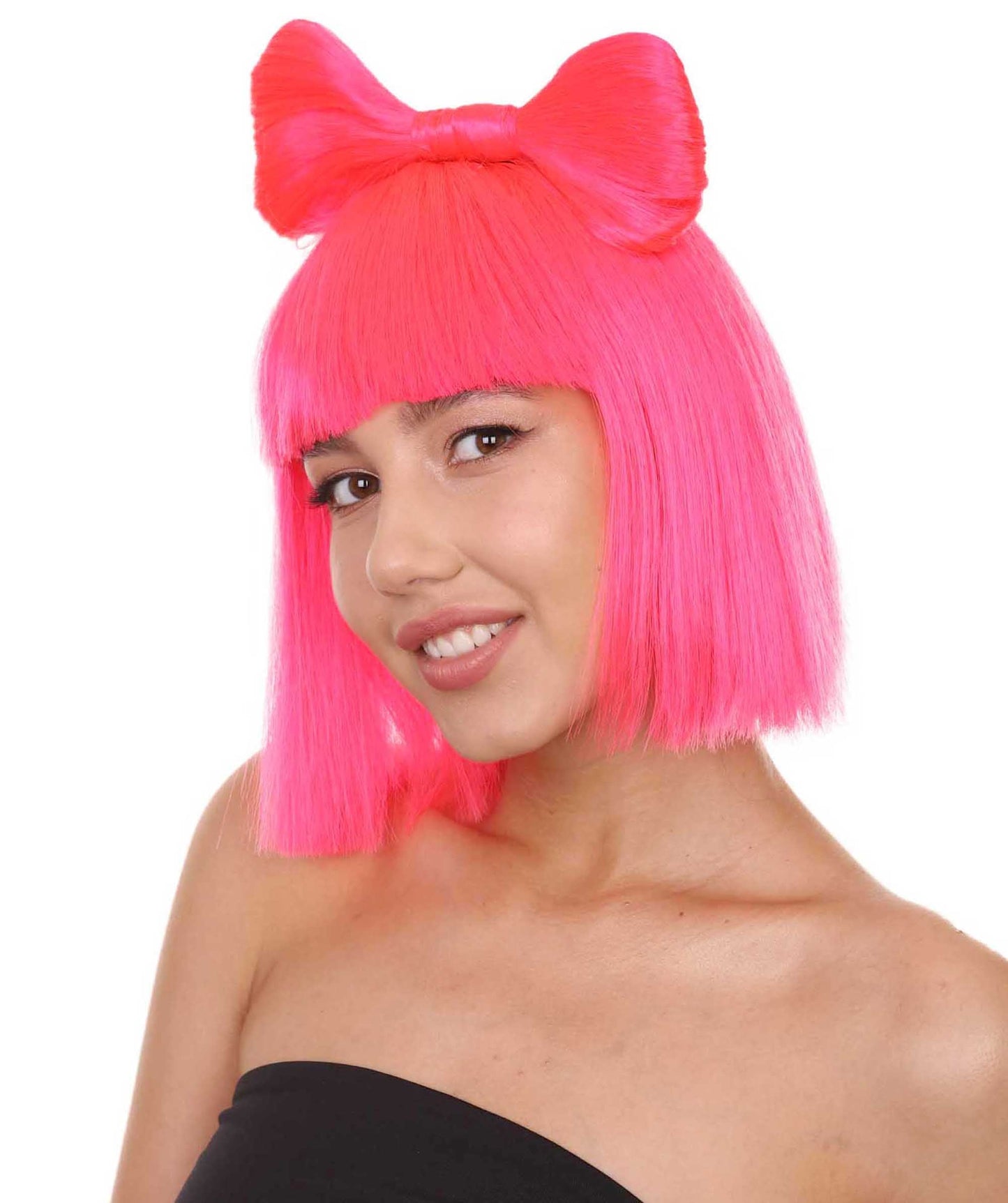 Neon Pink Women's Butterfly Bow Wigs