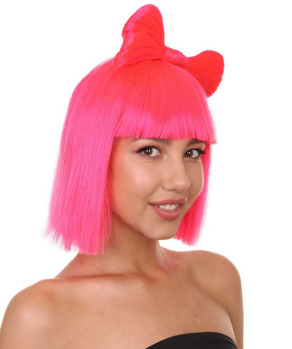 Neon Pink Women's Butterfly Bow Wigs