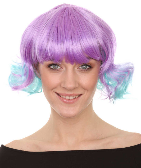 Purple Blue Carnival Wavy Short Wig