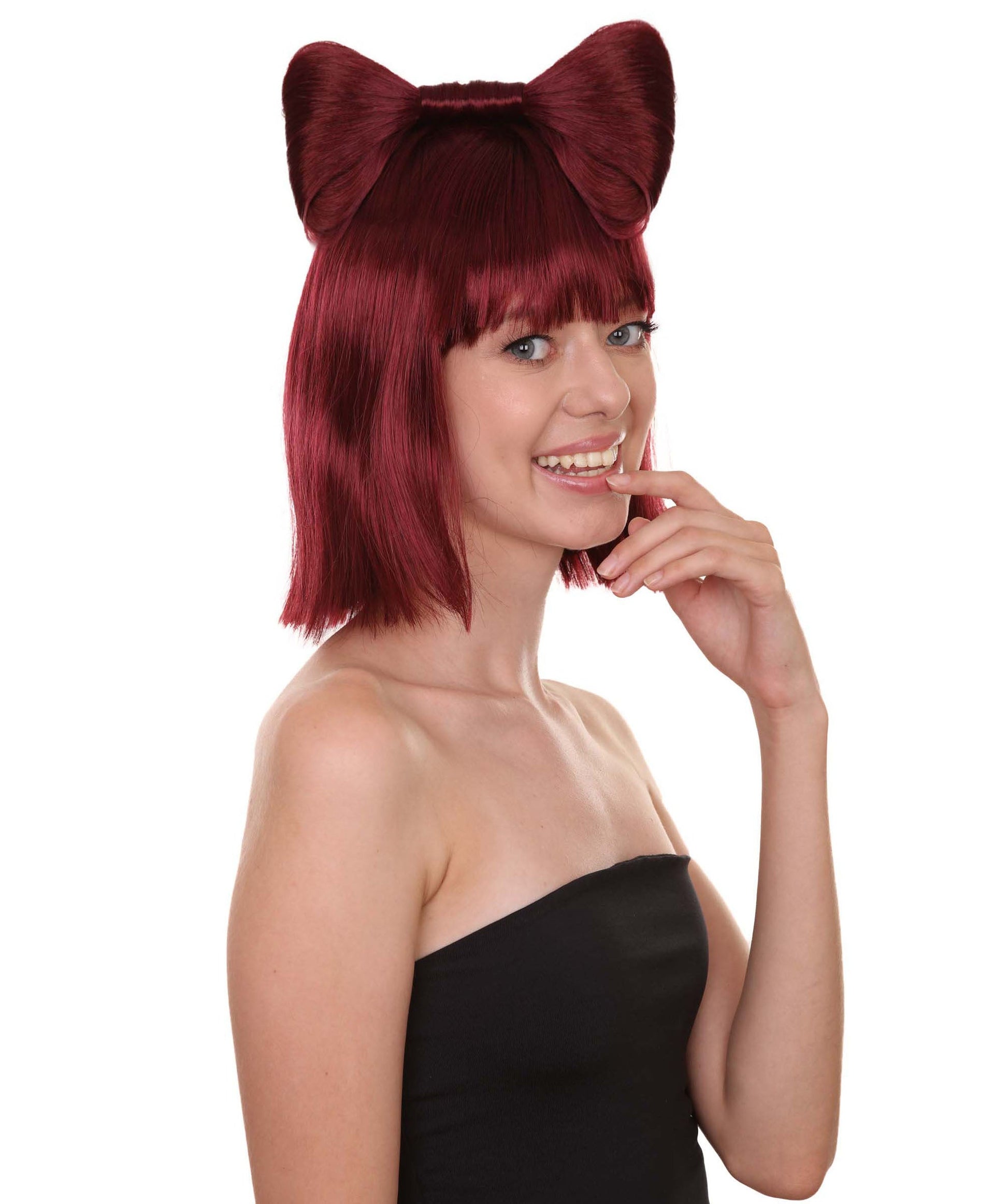 Burgundy Women's Butterfly Bow Wigs