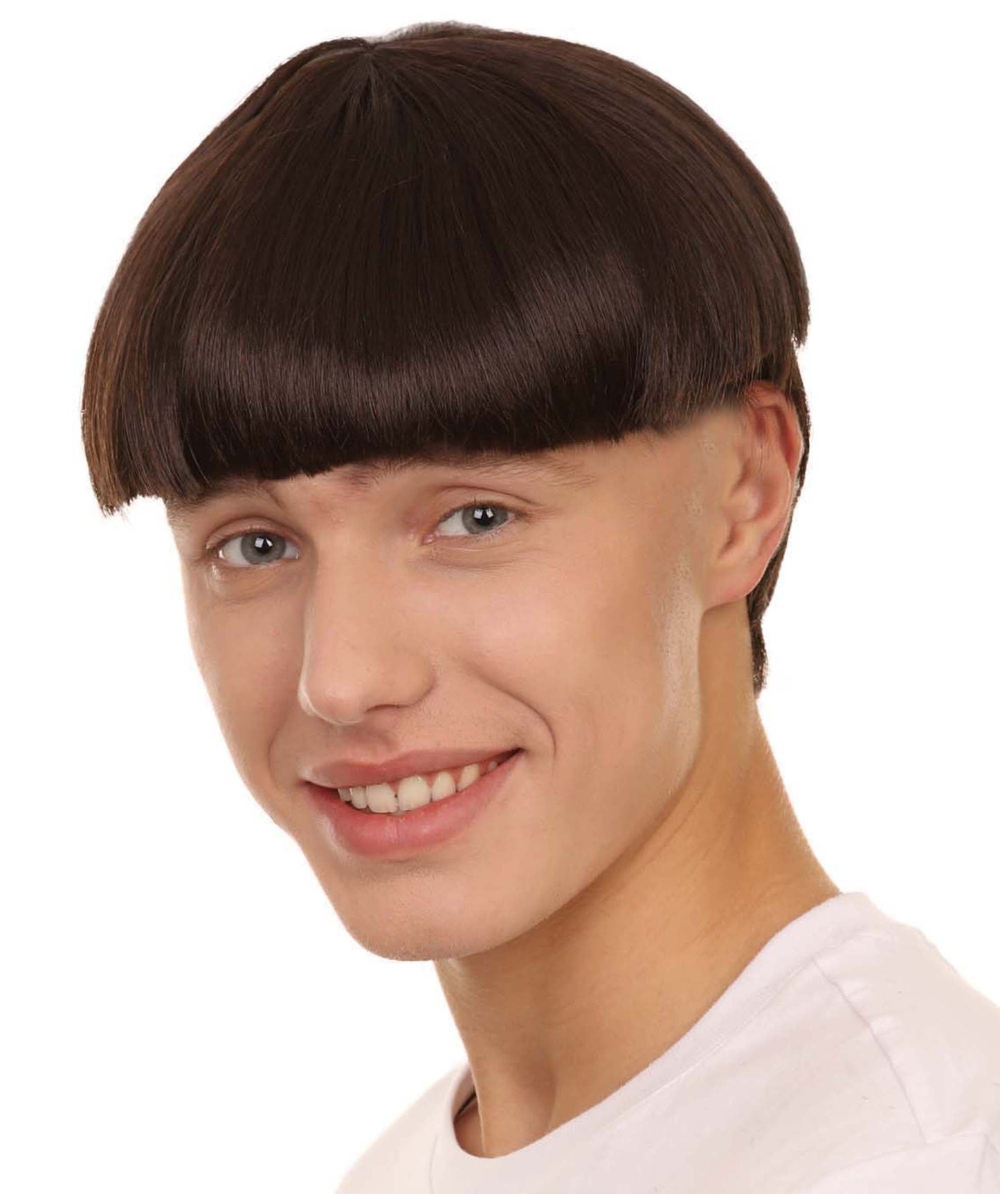 Brown bowl cut wig