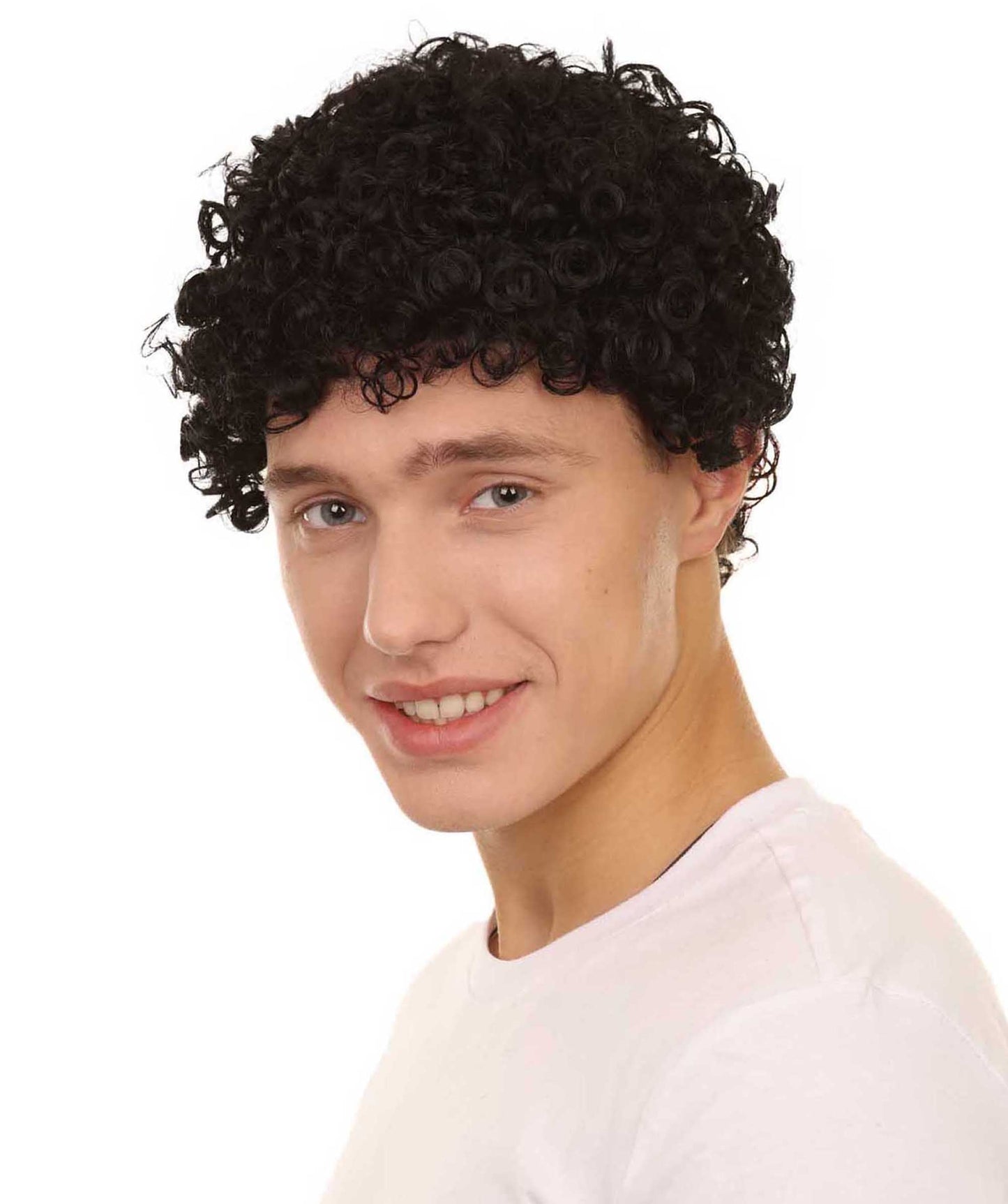 Black Short Curly Unisex Afro Wig | Fancy Halloween Wig | Premium Breathable Capless Cap