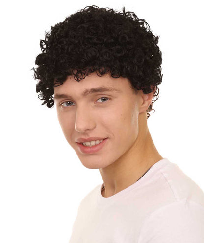 Black Short Curly Unisex Afro Wig | Fancy Halloween Wig | Premium Breathable Capless Cap