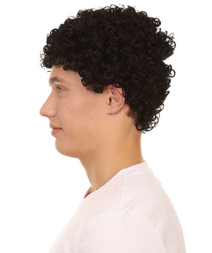 Black Short Curly Unisex Afro Wig | Fancy Halloween Wig | Premium Breathable Capless Cap