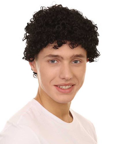 Black Short Curly Unisex Afro Wig | Fancy Halloween Wig | Premium Breathable Capless Cap