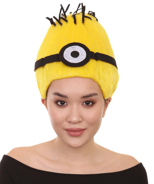 Unisex Animated Movie Yellow Funny Wig | Premium Breathable Capless Cap | Flame Retardant Synthetic Fiber