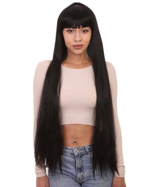 Black Extra Long Straight Cosplay Brown Wig