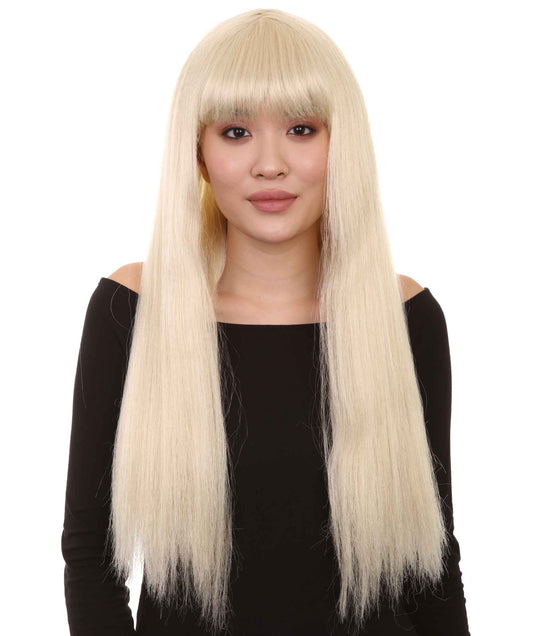 Blonde Women's Long Straight Black Wig