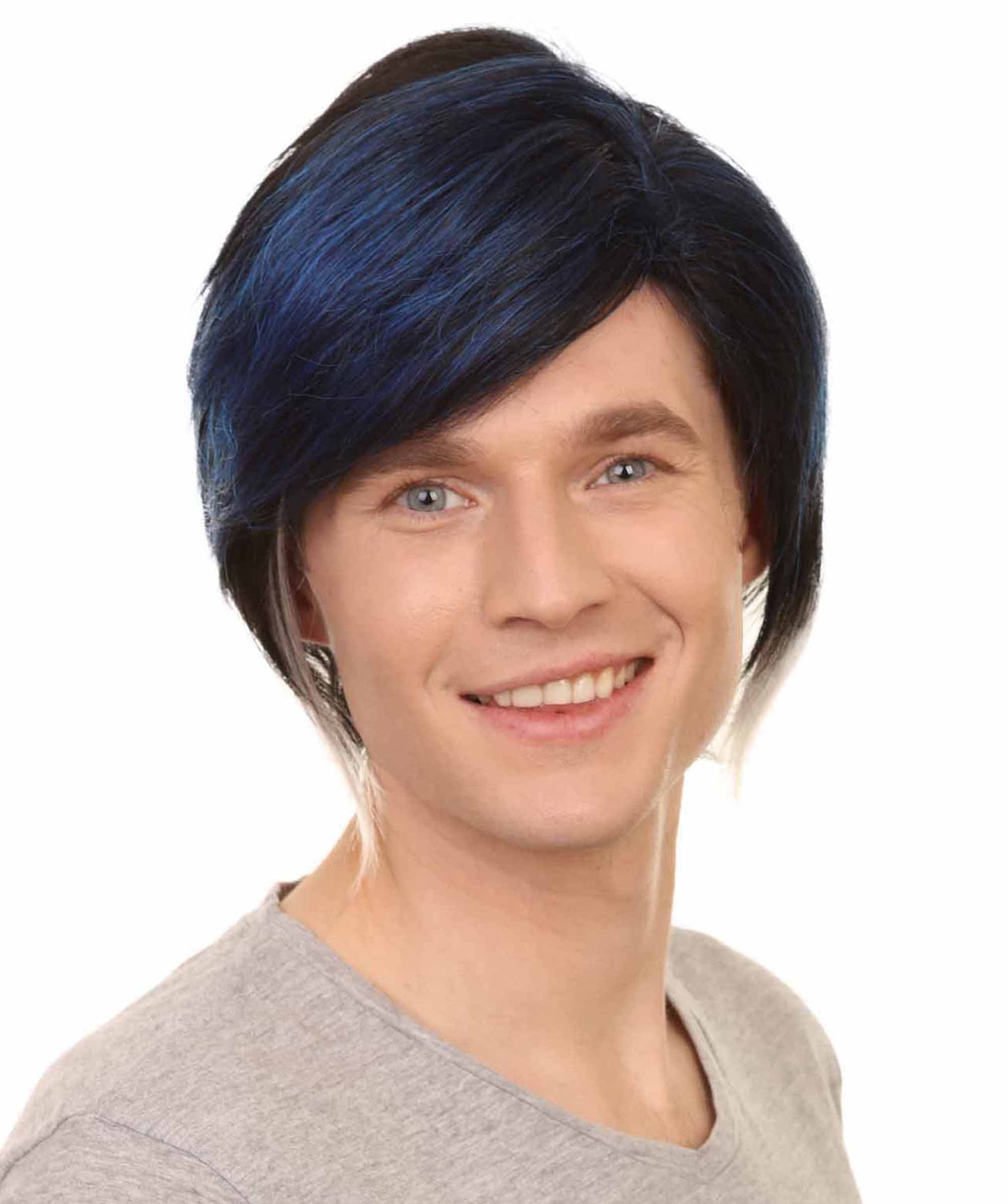 Emo Black Blue Wig