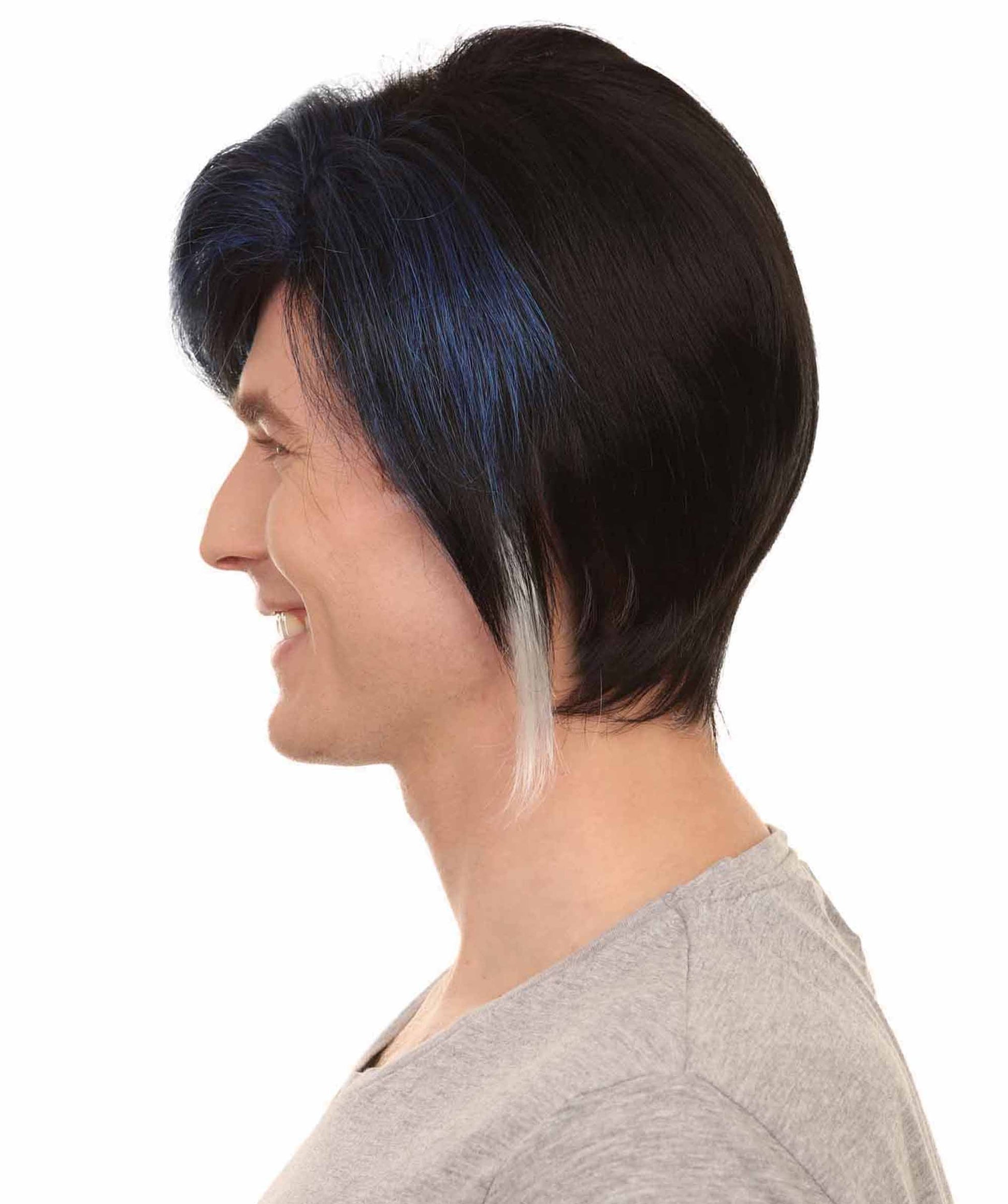 Emo Black Blue Wig