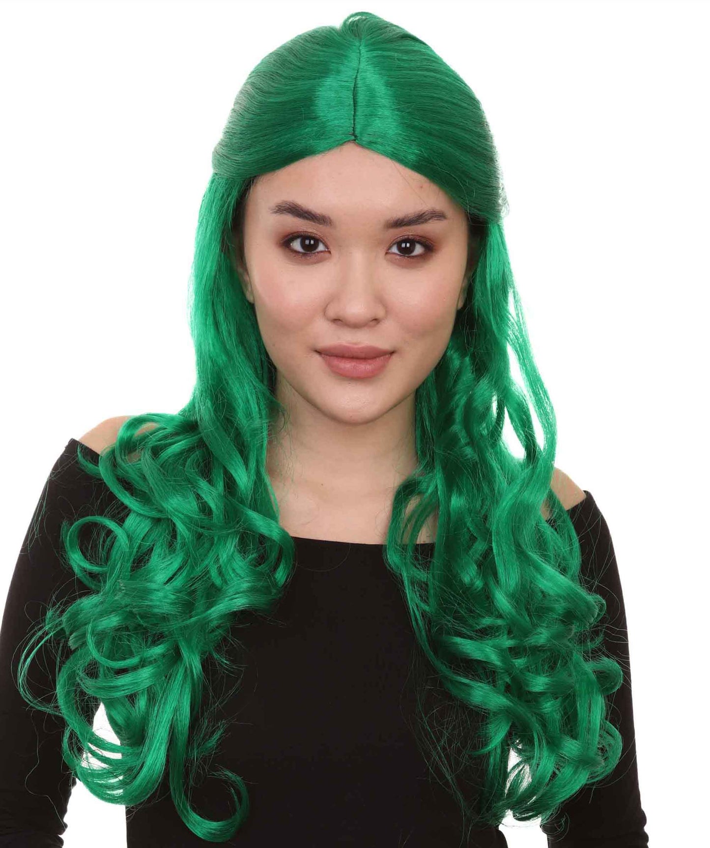 Dark Green Long Curly Colorful Cosplay Base Wig