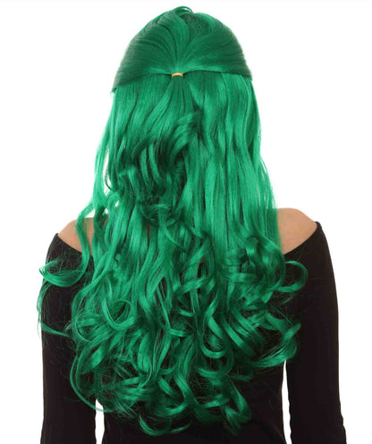 Dark Green Long Curly Colorful Cosplay Base Wig