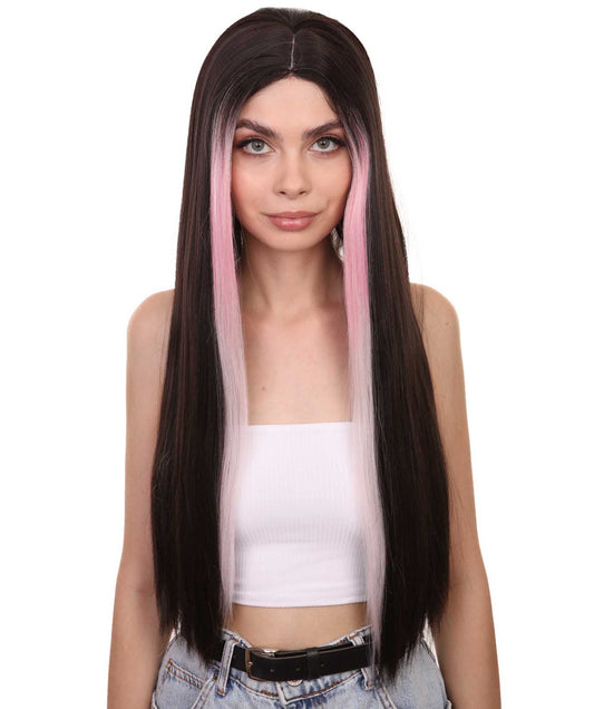 Natural Black Pink Highlight Icon Beauty Wig