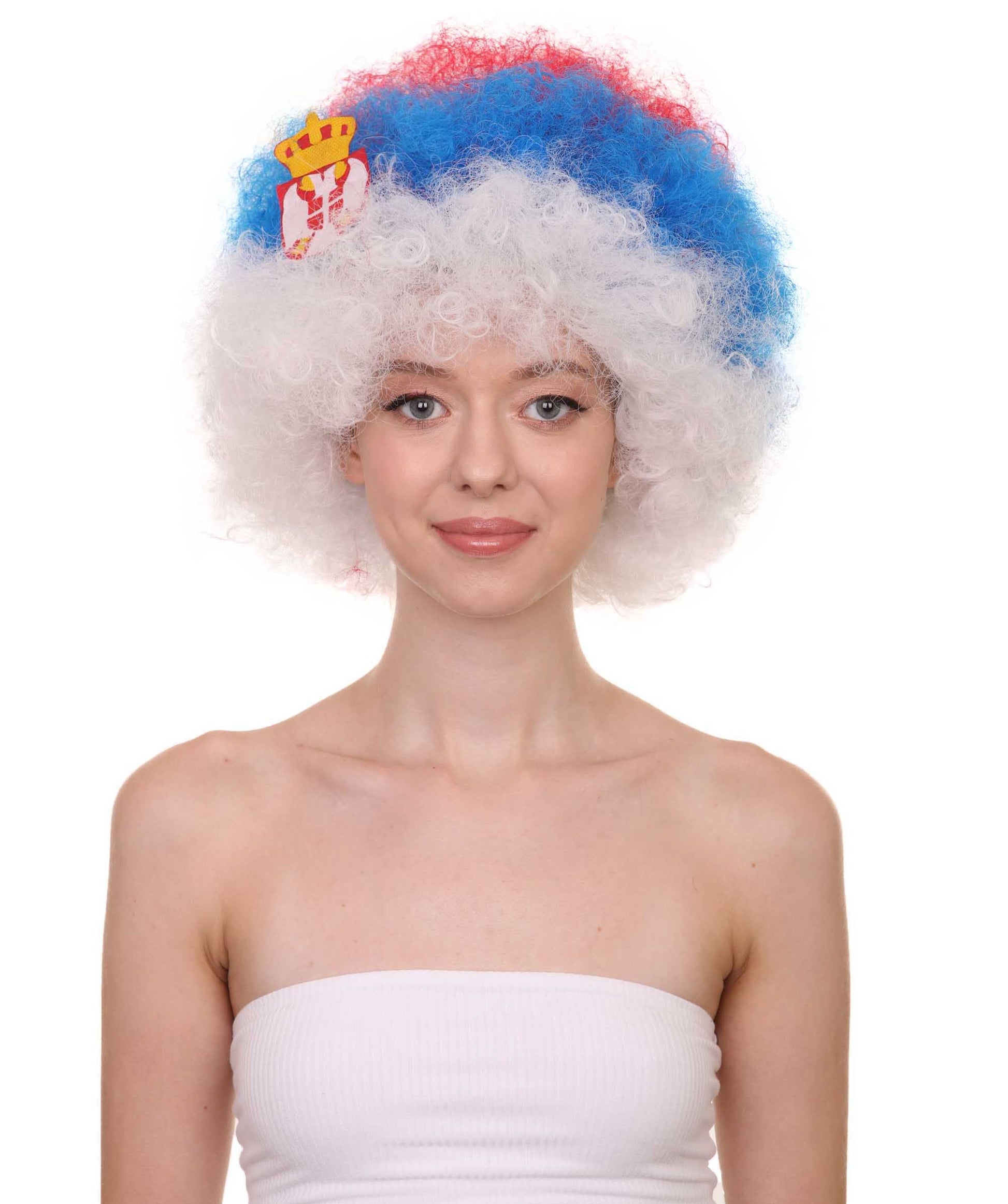 Serbia Flag Sport Afro Wig