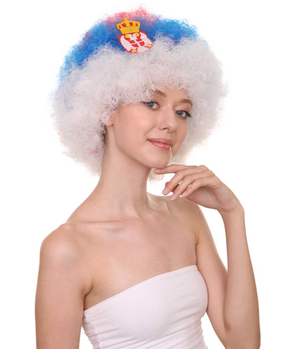 Serbia Flag Sport Afro Wig