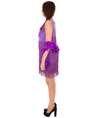 Women's 20'S Fringe  Flapper Costume | Purple Fancy Costume