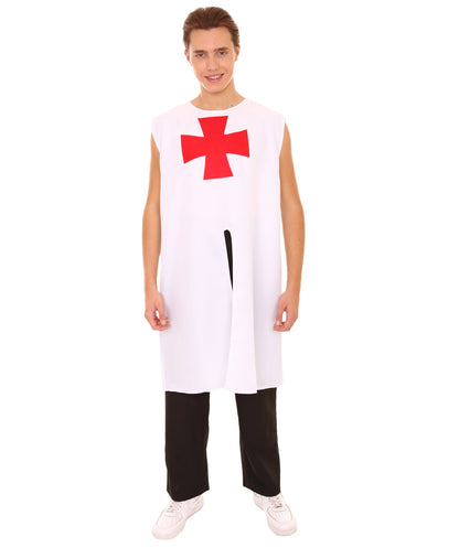 Men's Blessum Medieval Templar Knight Tunic Historical Costume | White Fancy Costume