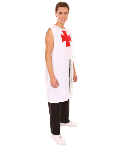 Men's Blessum Medieval Templar Knight Tunic Historical Costume | White Fancy Costume