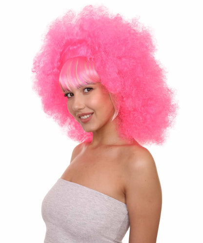 Pink bubble afro wig