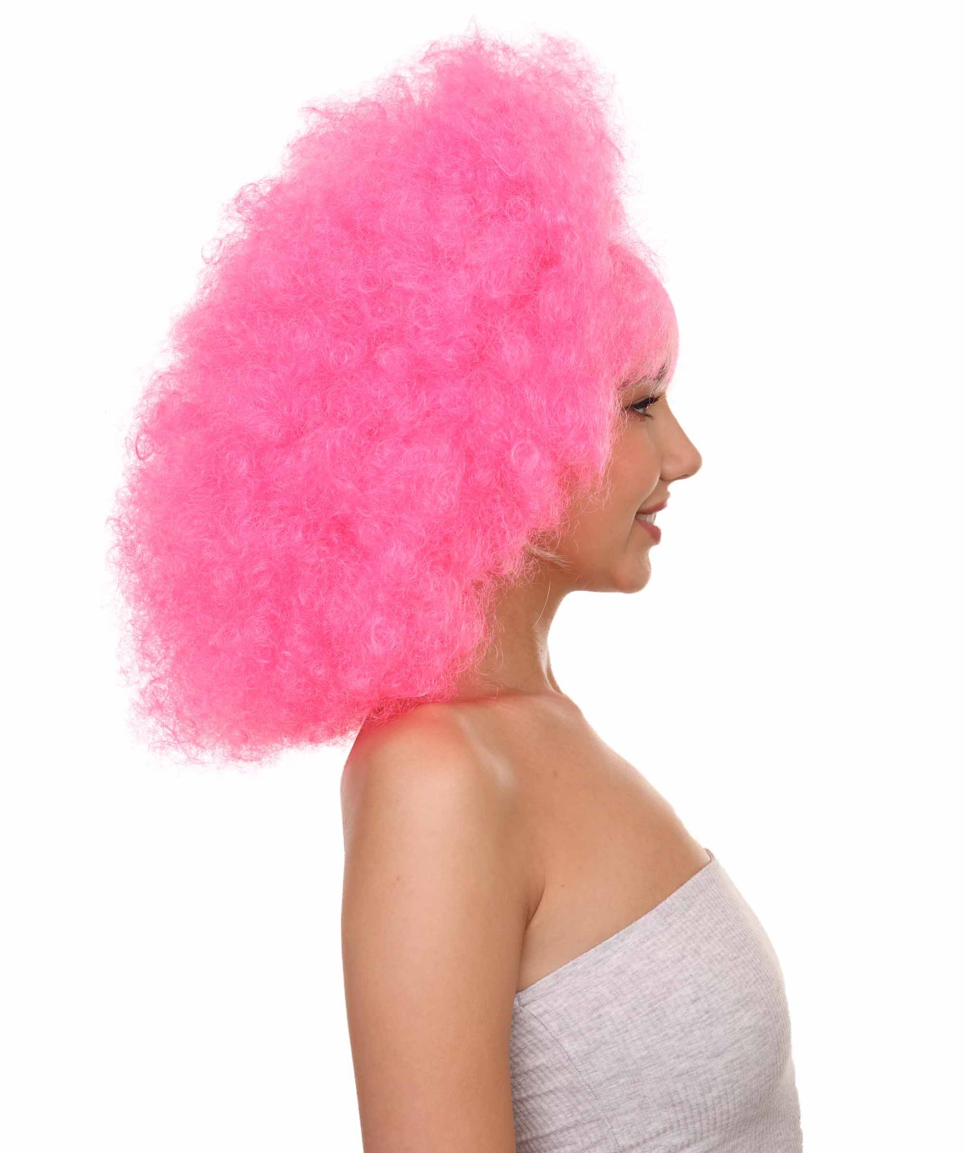 Pink bubble afro wig