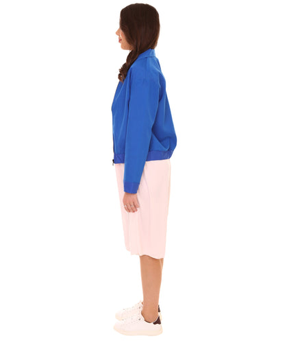 Women's Stranger Jacket and Dress TV/Movie Costume, Blue & Pink Halloween Costume