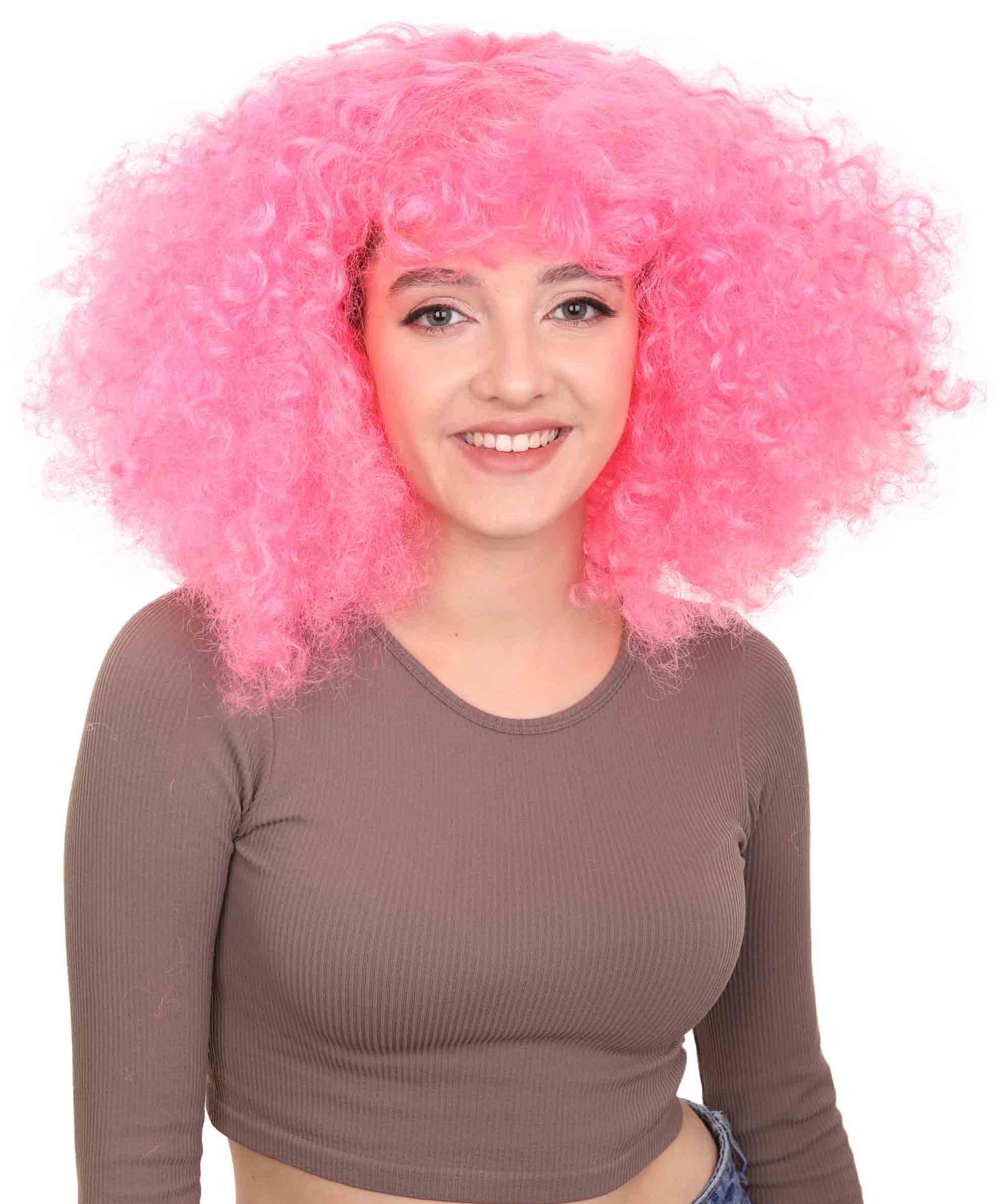 Pink japanese actress afro wig