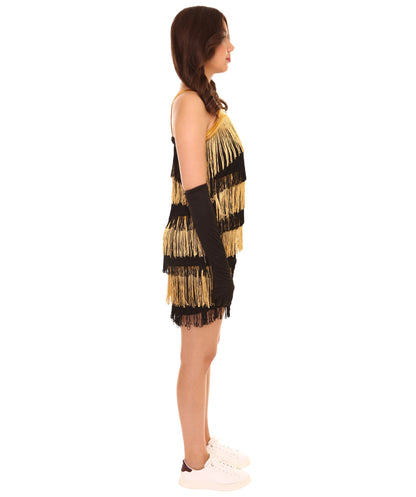 Women's 20's Fringe Flapper Costume | Gold Color Fancy Costume