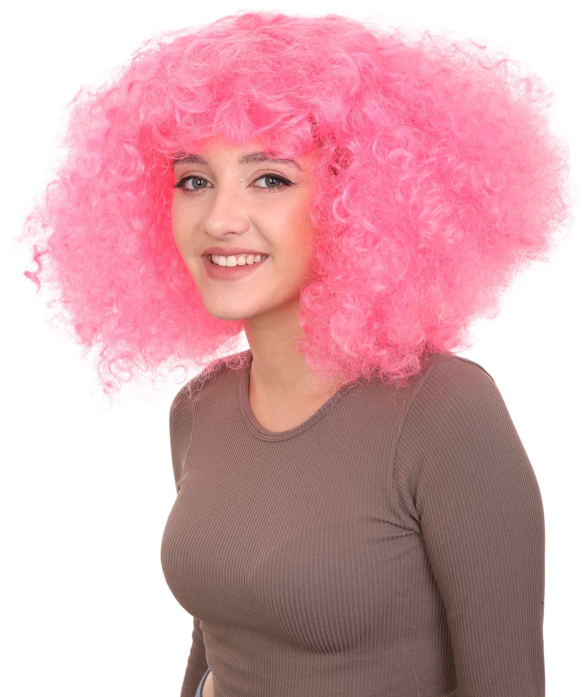 Pink japanese actress afro wig