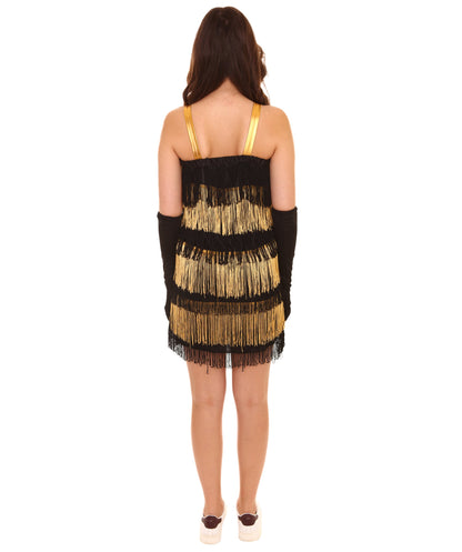 Women's 20's Fringe Flapper Costume | Gold Color Fancy Costume