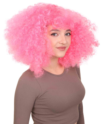 Pink japanese actress afro wig