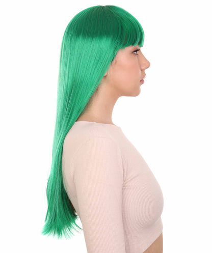 Green & Red Women's Two-Tone Long Straight Wig