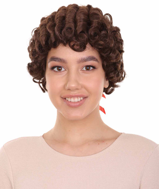 Dark Brown Colonial Lady Black Short Curly Historical Wig