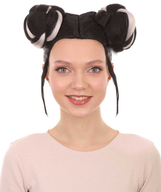 Black & White Singer Bun Wig