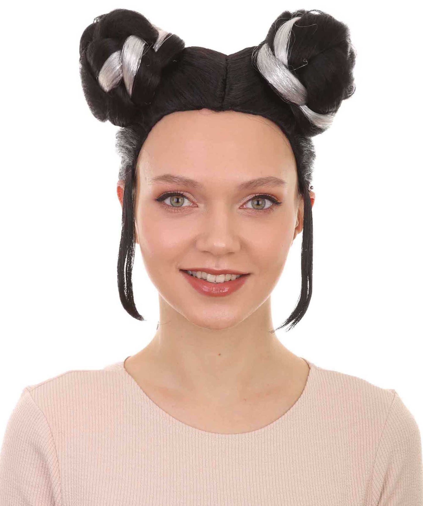 Womens Singer Bun Wigs | Song Contest | Black & White Celebrity Wigs | Premium Breathable Capless Cap