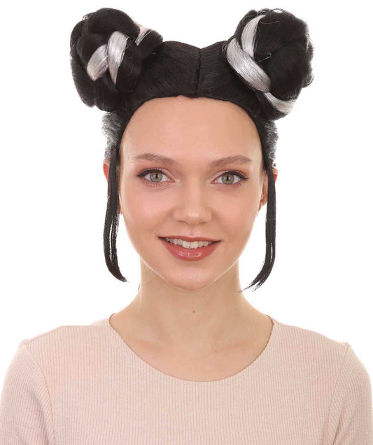 Womens Singer Bun Wigs | Song Contest | Black & White Celebrity Wigs | Premium Breathable Capless Cap