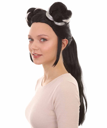 Womens Singer Bun Wigs | Song Contest | Black & White Celebrity Wigs | Premium Breathable Capless Cap