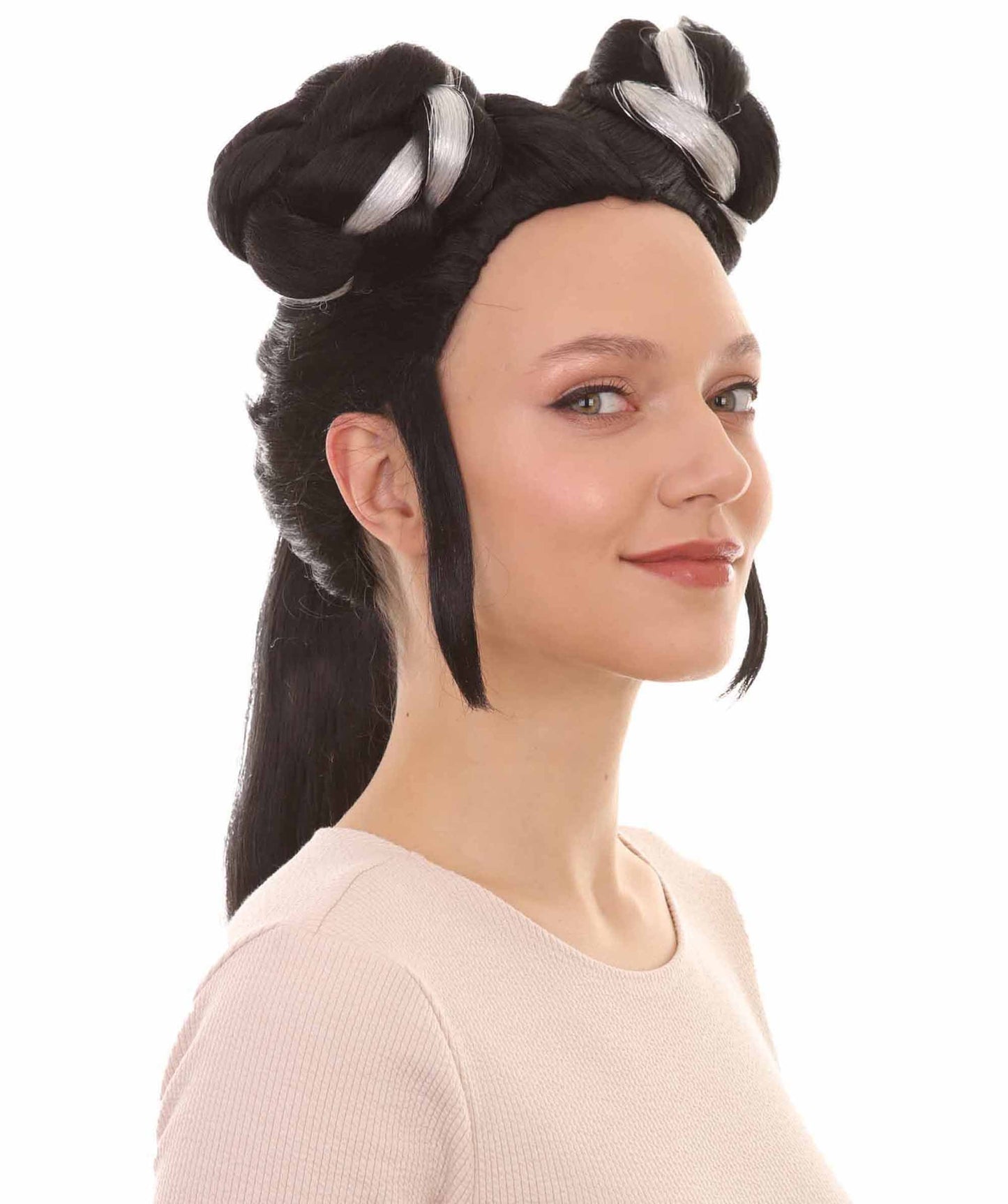 Womens Singer Bun Wigs | Song Contest | Black & White Celebrity Wigs | Premium Breathable Capless Cap