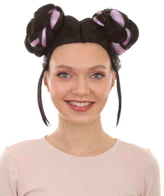 Black & Purple Singer Bun Wig