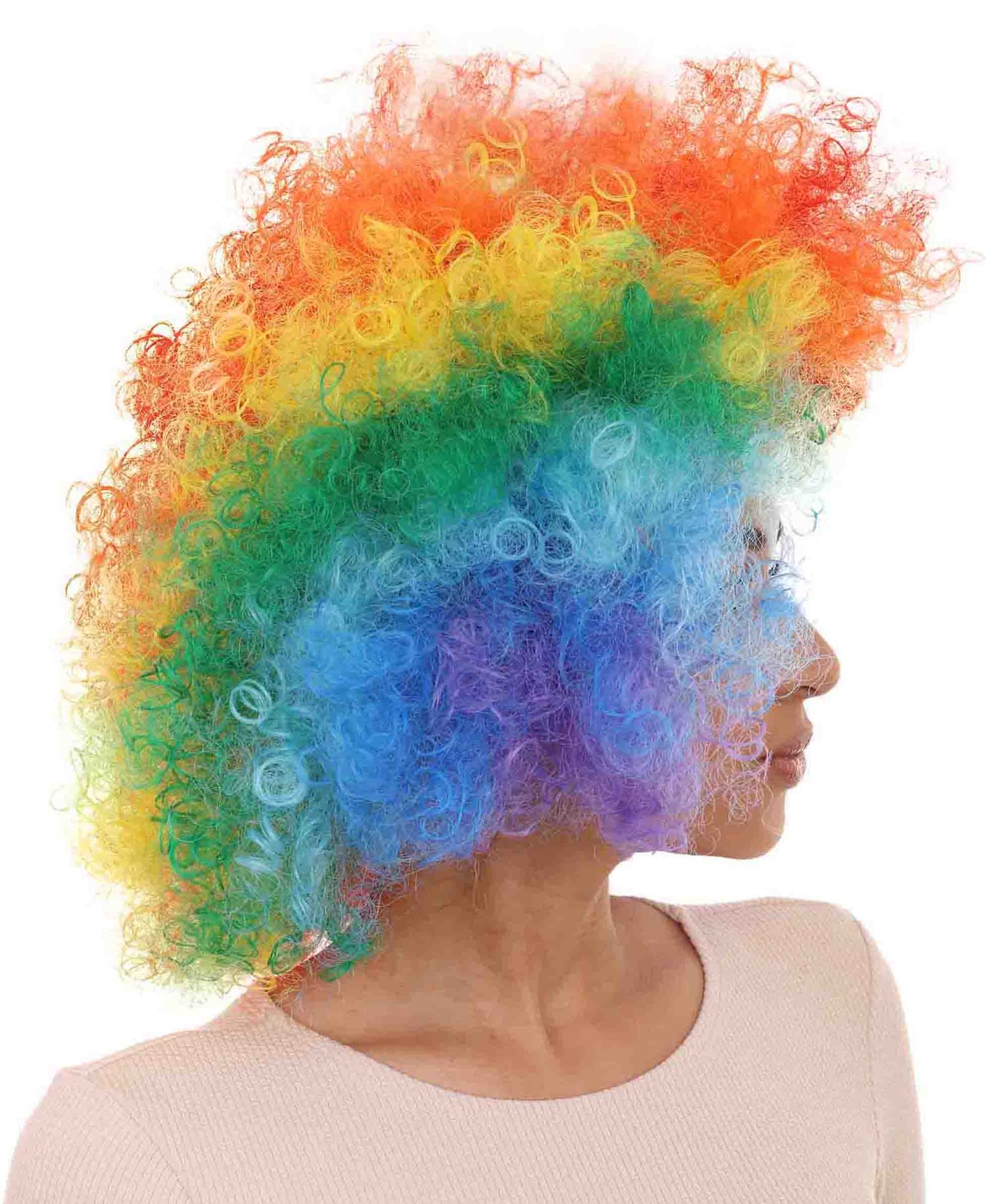 Rainbow Afro Clown Unisex Wig | Colorful LGBT Pride Wig | Premium Breathable Capless Cap