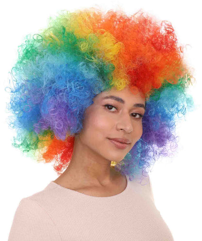 Rainbow Afro Clown Unisex Wig | Colorful LGBT Pride Wig | Premium Breathable Capless Cap