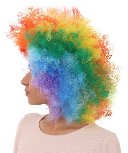 Rainbow Afro Clown Unisex Wig | Colorful LGBT Pride Wig | Premium Breathable Capless Cap