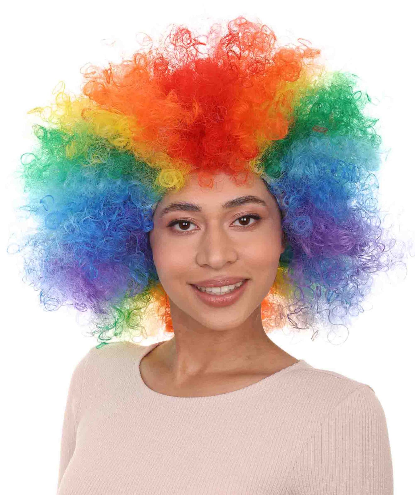 Rainbow Afro Clown Unisex Wig | Colorful LGBT Pride Wig | Premium Breathable Capless Cap