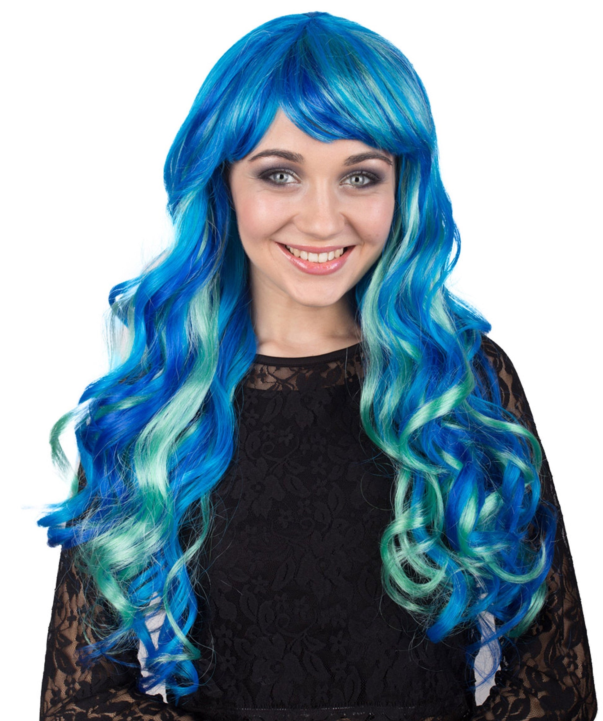 blue wavy wig